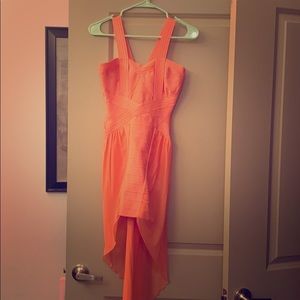 Coral Hi-Lo Cocktail Dress